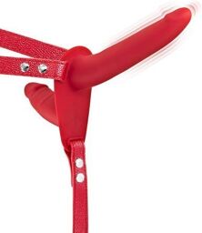 Double Gode Ceinture Rouge Vibrant USB Rouge