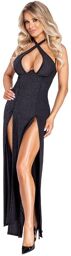 Robe Longue Décolletée Scintillante Noir