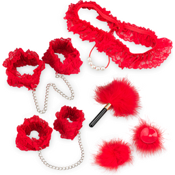 Kit coquin menottes, string, nippies et plumeau Red Room