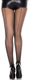 Collant nylon fantaisie noir effet couture Noir