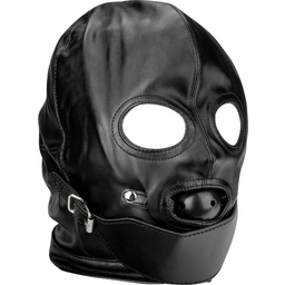 Cagoule BDSM avec gag ball et cache bouche
