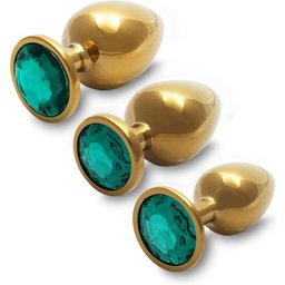 Plug bijou Métallique Rond Gold - Emeraude