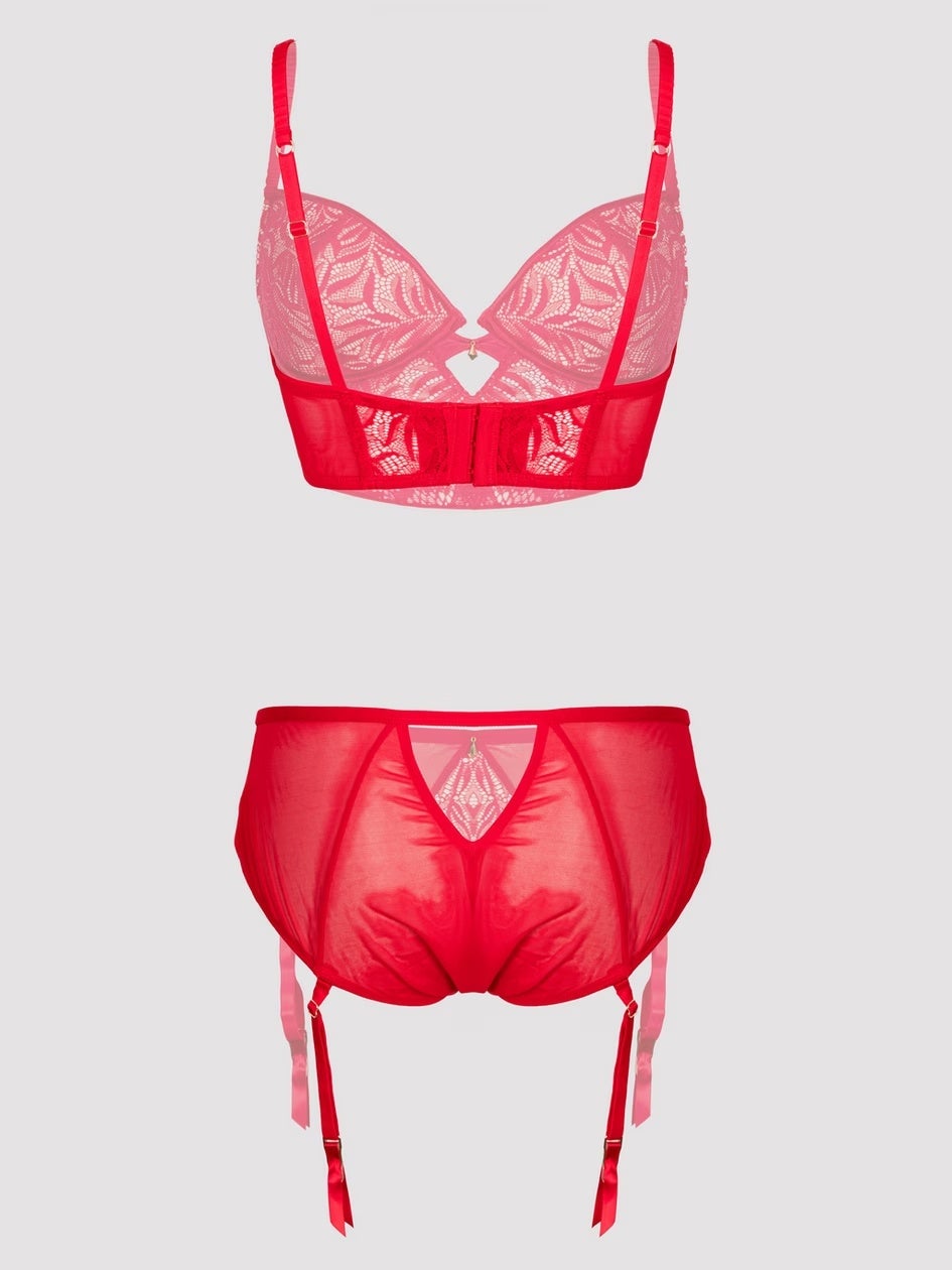 Ensemble soutien-gorge et culotte ouverte en dentelle rouge Parisienne Charm GT-5XL/6XL