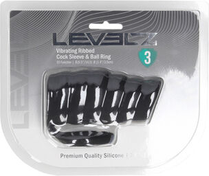 Manchon en silicone vibrant à nervures et anneau pour les testicules - Noir