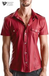 Chemise manches courtes wetlook rouge Carlo Rouge
