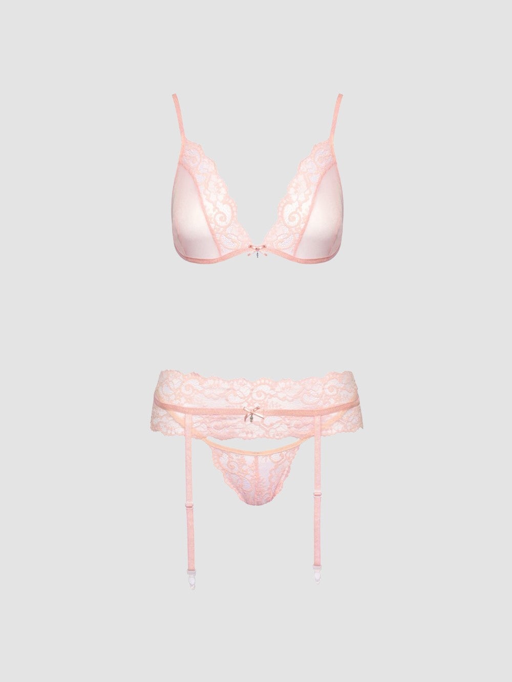 Ensemble 3 pièces dentelle rose