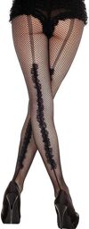 Collant noir résille sexy avec fioritures arrière Noir