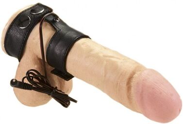 Electro Cockring cuir avec rivets