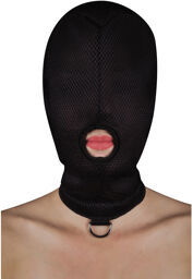 Masque de bondage avec anneau en métal et ouverture respiratoire