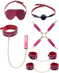 Ensemble de contraintes en simili cuir rose perlé