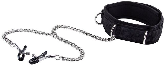 Collier avec Pinces à tétons Noir