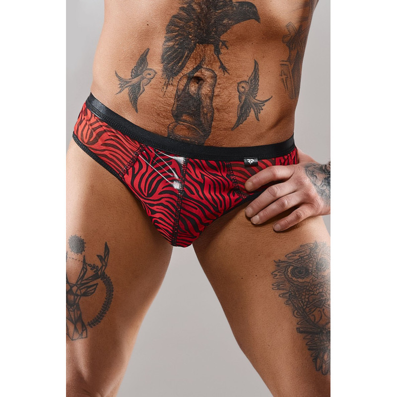 Slip type brésilien zébré rouge et noir