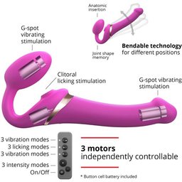 - Strap-on Multi Orgasm Remote Controlled 3 Motors Fuchsia M