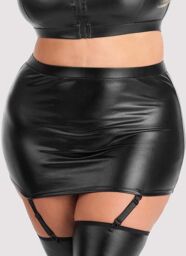 Mini jupe porte-jarretelles Fierce wetlook noir GT Noir