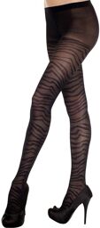 Collant fantaisie noir effet zébré - MH7297BLK Noir
