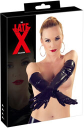 Gants en latex brillants jusqu'au coude Noir