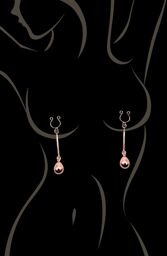 Bijou pince téton, forme perle doré rose