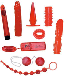 Coffret sextoys rouges 9 pièces pour moments sensuels