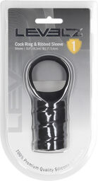 Cockring en silicone et manchon strié - Noir