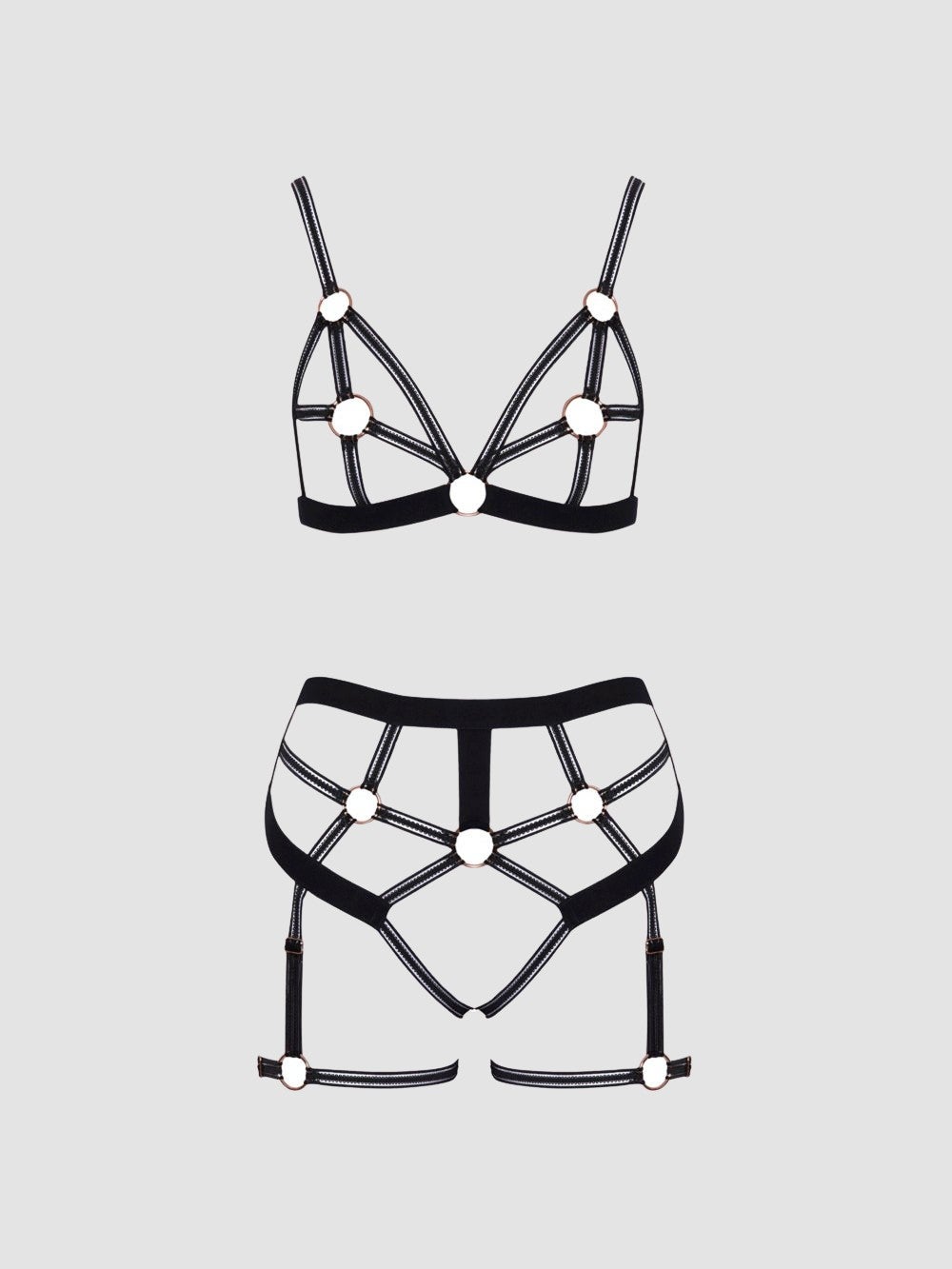 Ensemble 2 pièces harnais & anneau noir