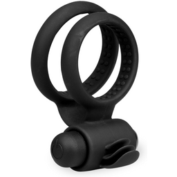 Double anneau vibrant Copilot - Cockring penien pour homme et couple - Noir