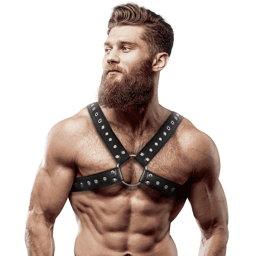 HARNAIS POITRINE CROSS-OVER EN CUIR ÉCOLOGIQUE POUR HOMMES AVEC CLOUS