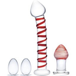 - Mr. Swirly 4 pc Set with Glass Kegel Balls & Butt Plu