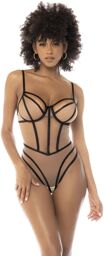 Body noir et chair Promise, avec armatures, fait en fine résille, bretelles et dos ajustables Chair/Noir