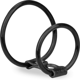 Double anneau similicuir et silicone - Cockring penien pour homme et couple -