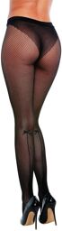 Collant fine résille, liseret et nœud papillon à l'arrière - DG0368BLK Noir