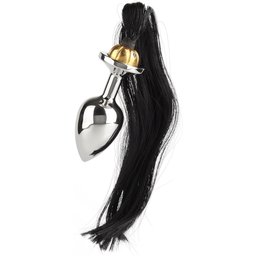 Plug Anal Acier Black Hair Pony Tail Rosebud