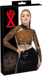 Crop top transparent en latex naturel à manches longues Transparent