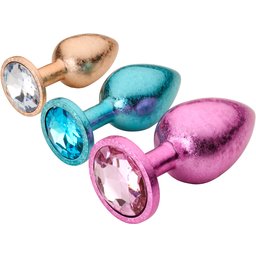 Metal Flake Ensemble de Plugs Anaux avec Diamants