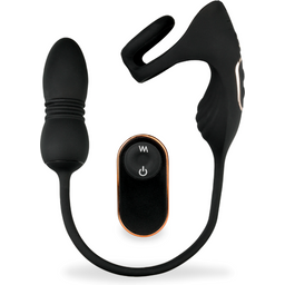 Plug anal vibrant va-et-vient avec cockring et masseur de testicules Wind