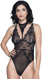 Body sexy noir dentelle et maille Noir