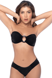 Bikini Bandeau Noir avec Anneau Central