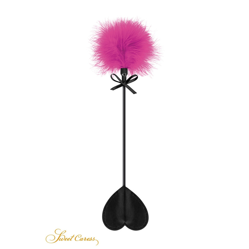 Tapette coeur avec pompon fuchsia