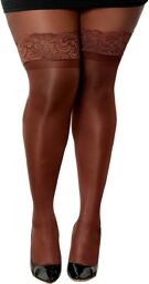 Bas nylon autofixant couleur café grande taille - DG0005XESP Café