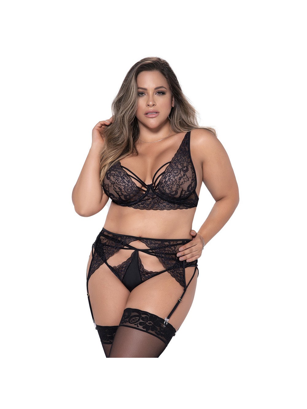 Ensemble 3 Pièces 8389 Dentelle Noir GT