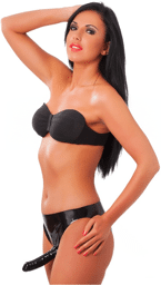 Slip avec dildo in- (12 x 3.5 cm) et extérieur (14 x 4 cm)