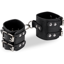 Menottes poignets réglables cuir noir BDSM