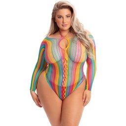 Body Multicolore À Manches Longues Grande Taille