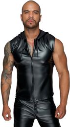 H062 Chemise à capuche avec fermeture éclair à double sens Noir