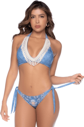 Bikini Denim Bohème avec Franges