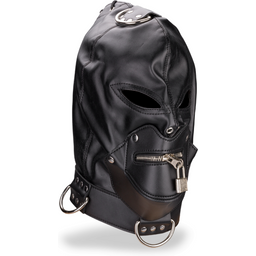 Cagoule BDSM avec fermeture éclaire pour la bouche et cadenas