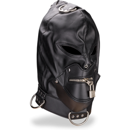 Cagoule BDSM avec fermeture éclaire pour la bouche et cadenas