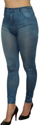 Legging bleu style jean moulant avec impressions sur poches Bleu