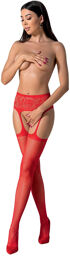 Collants effet jarretières rouges Rouge