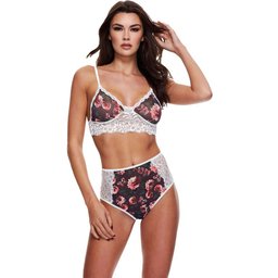 – GREY FLORAL & LACE Ensemble de Soutien-Gorge – Blanc