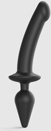 Plug-In Switch Semi-Réaliste Gode & Plug Anal 2-en-1 Taille XXL - Noir